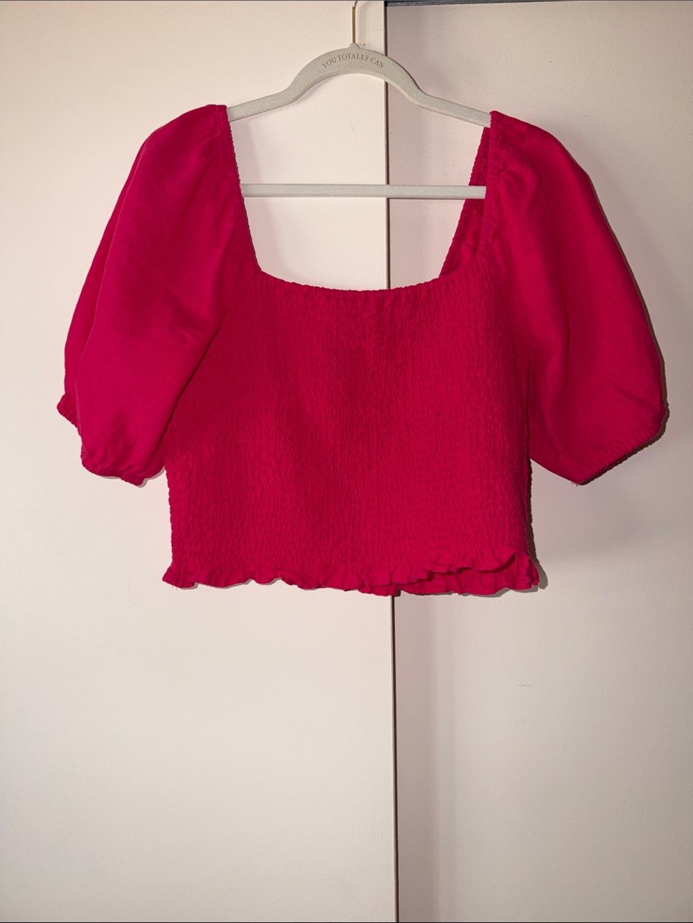 Universal ThreadPuff-Sleeve Cropped Top, Size L